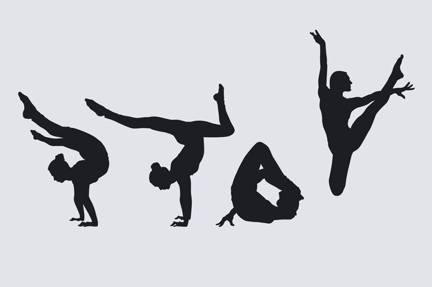 Illustration de silhouette de gymnaste design plat