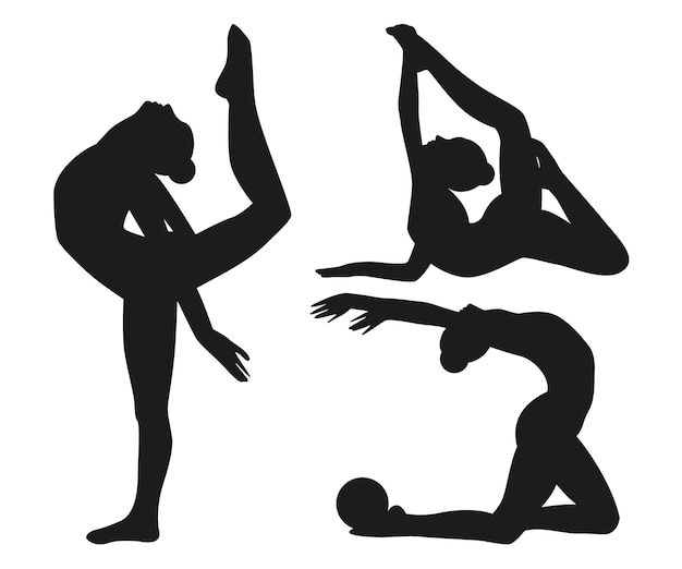 Vecteur gratuit illustration de silhouette de gymnaste design plat