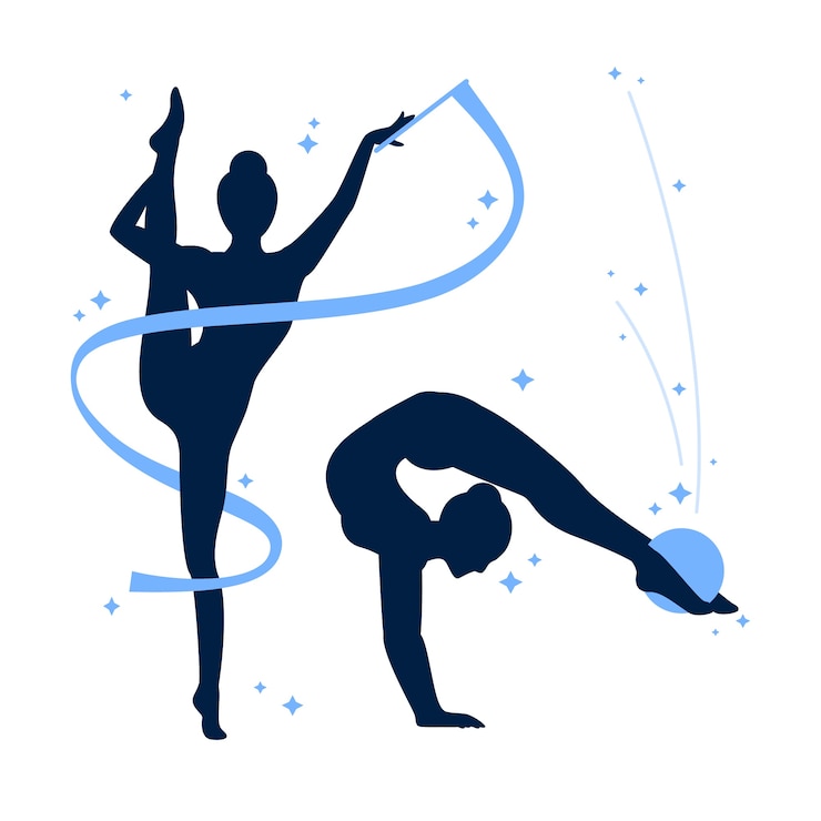 Vecteur gratuit illustration de silhouette de gymnaste design plat
