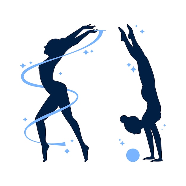 Vecteur gratuit illustration de silhouette de gymnaste design plat