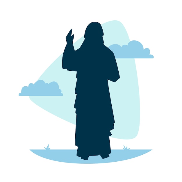 Vecteur gratuit illustration de silhouette de jésus design plat