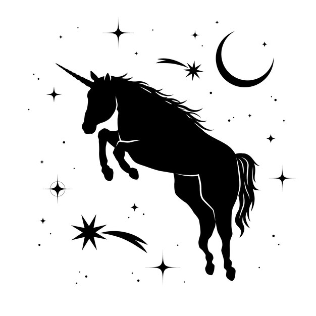 Illustration de silhouette de licorne design plat