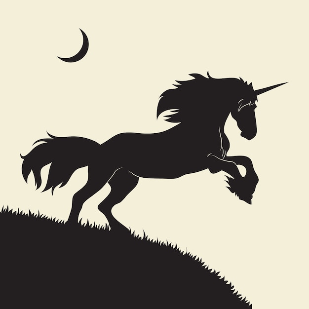 Vecteur gratuit illustration de silhouette de licorne design plat