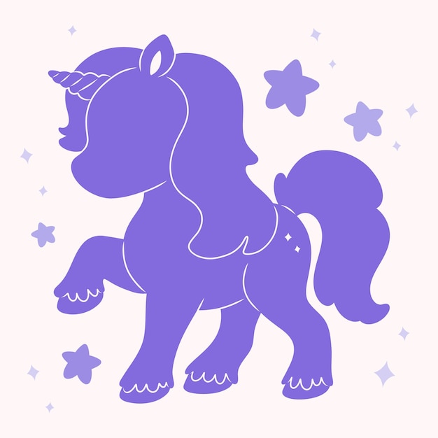 Vecteur gratuit illustration de silhouette de licorne design plat