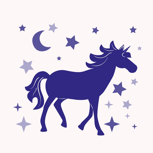 Vecteur gratuit illustration de silhouette de licorne design plat