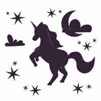 Vecteur gratuit illustration de silhouette de licorne design plat