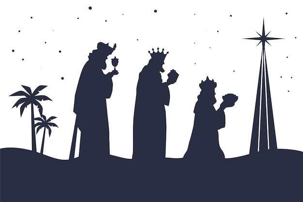 Vecteur gratuit illustration de silhouette plat reyes magos