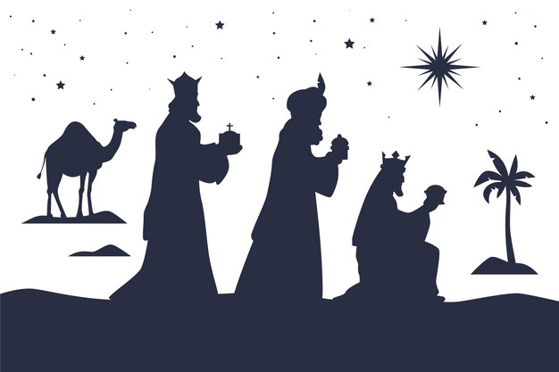 Illustration de silhouette plat reyes magos