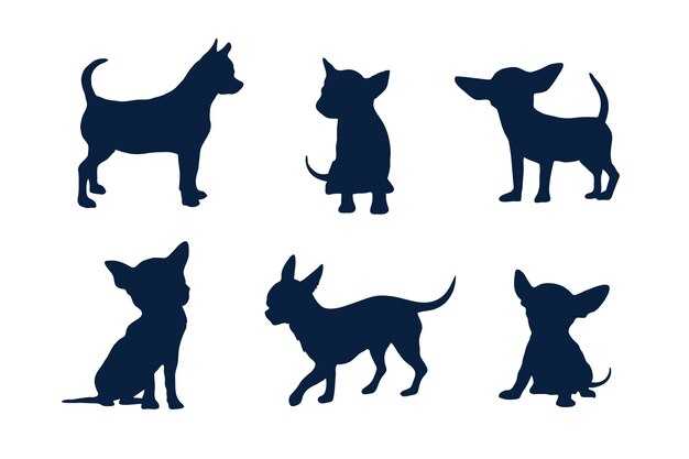 Illustration de la silhouette plate du chihuahua
