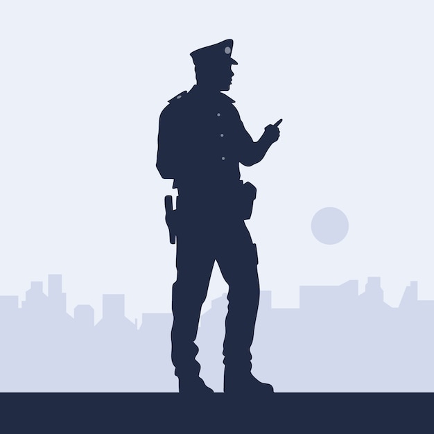 Illustration de silhouette de policier dessiné à la main