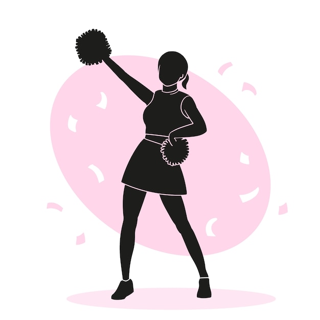 Vecteur gratuit illustration de la silhouette d'une pom-pom girl dessinée à la main