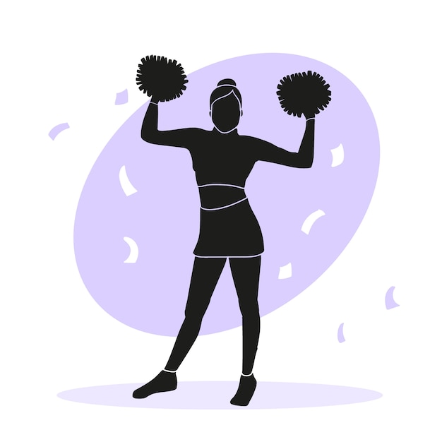 Vecteur gratuit illustration de la silhouette d'une pom-pom girl dessinée à la main