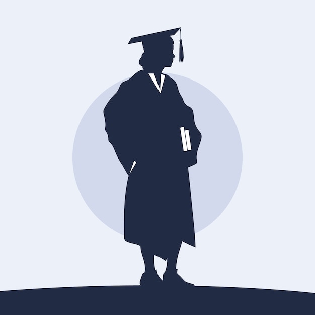 Vecteur gratuit illustration de silhouette de remise des diplômes dessinée à la main