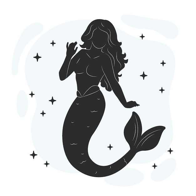 Vecteur gratuit illustration de silhouette de sirène design plat