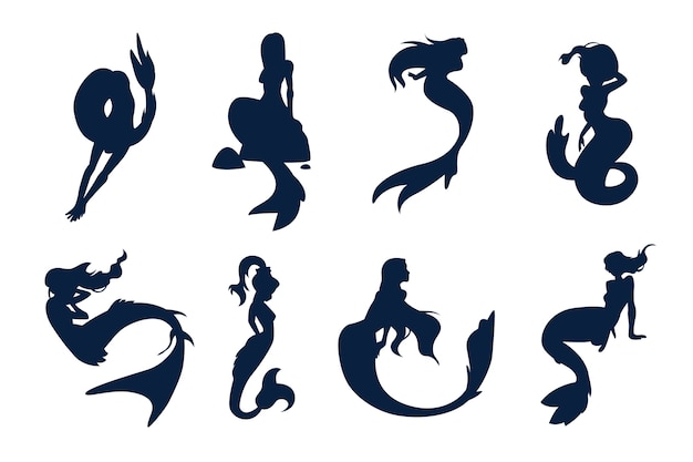 Illustration de silhouette de sirène design plat