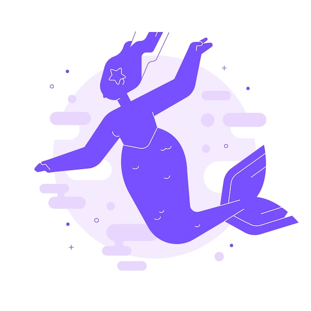 Illustration de silhouette de sirène design plat