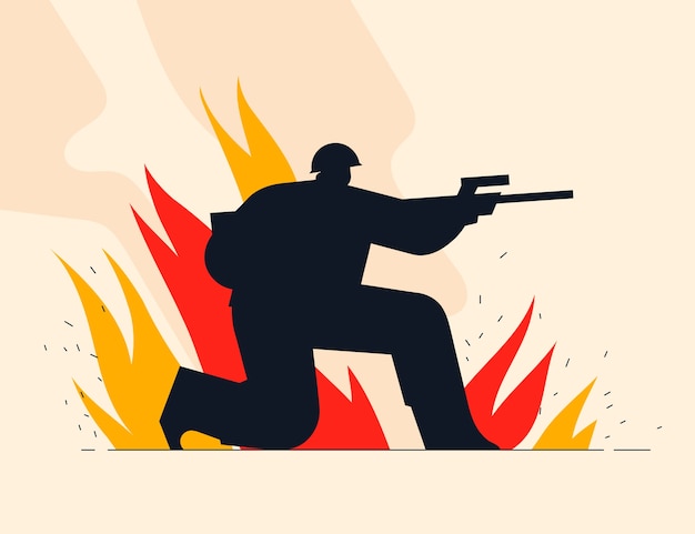 Illustration de silhouette de soldat dessiné à la main