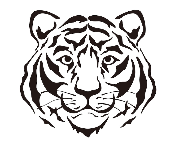 Vecteur gratuit illustration de silhouette de tête de tigre de vecteur isolé sur fond blanc