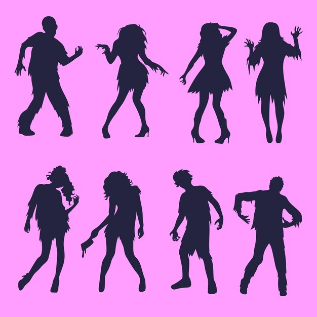 Illustration de silhouette de zombie dessiné à la main