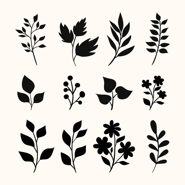 Illustration de silhouettes de fleurs design plat