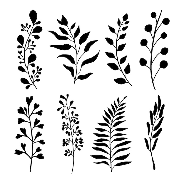 Vecteur gratuit illustration de silhouettes de fleurs design plat