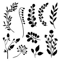 Illustration de silhouettes de fleurs design plat