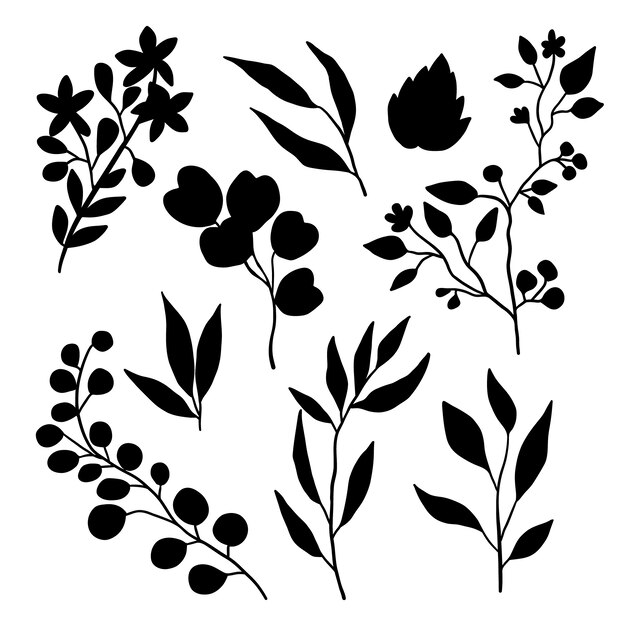 Illustration de silhouettes de fleurs design plat