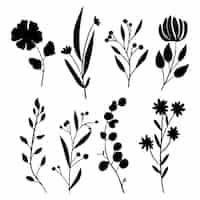 Vecteur gratuit illustration de silhouettes de fleurs design plat