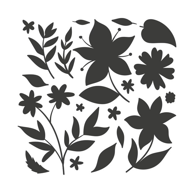 Illustration de silhouettes de fleurs dessinées à la main