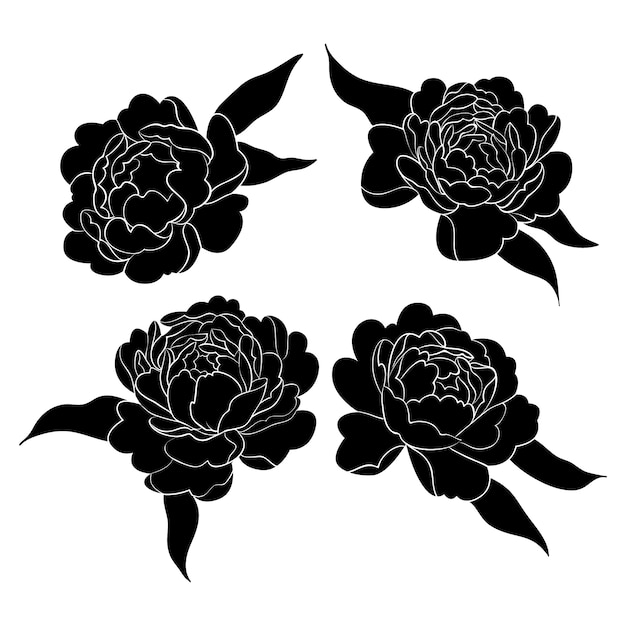 Vecteur gratuit illustration de silhouettes de fleurs dessinées à la main