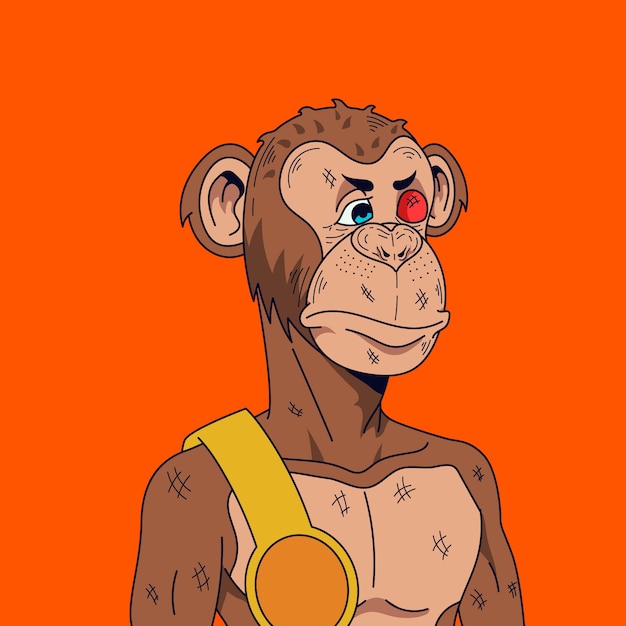 Vecteur gratuit illustration de singe de style nft dessiné à la main