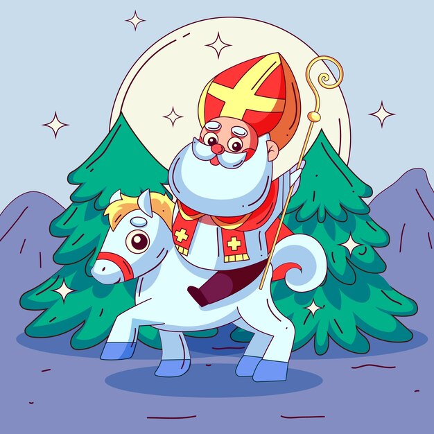 Vecteur gratuit illustration de sinterklaas dessinée à la main