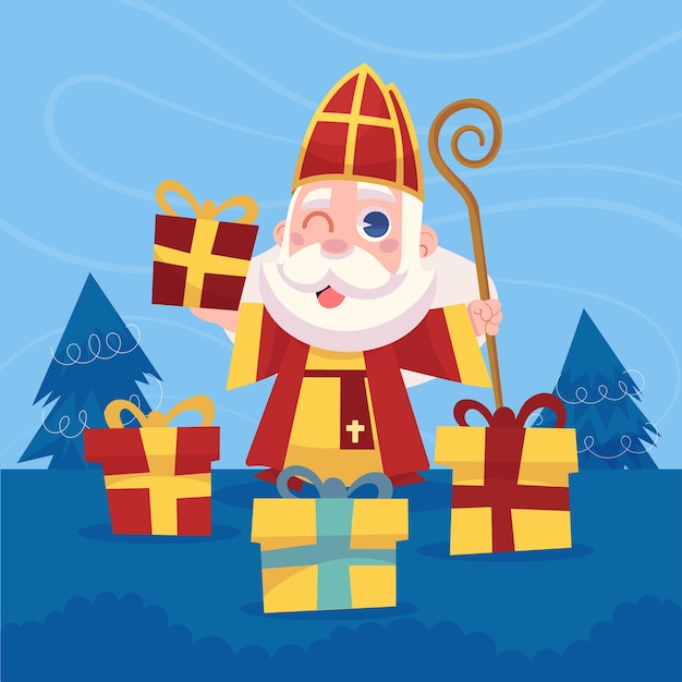 Vecteur gratuit l'illustration de sinterklaas est plate.