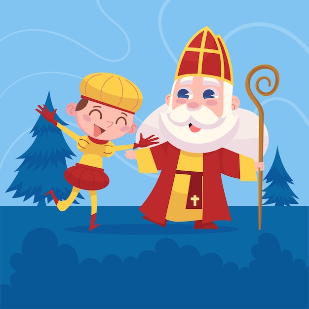 Vecteur gratuit l'illustration de sinterklaas est plate.