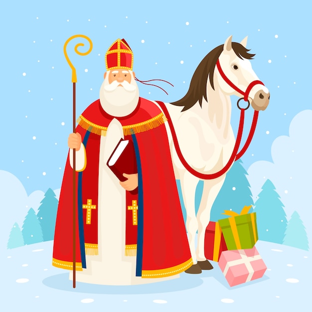 Vecteur gratuit illustration de sinterklaas plat