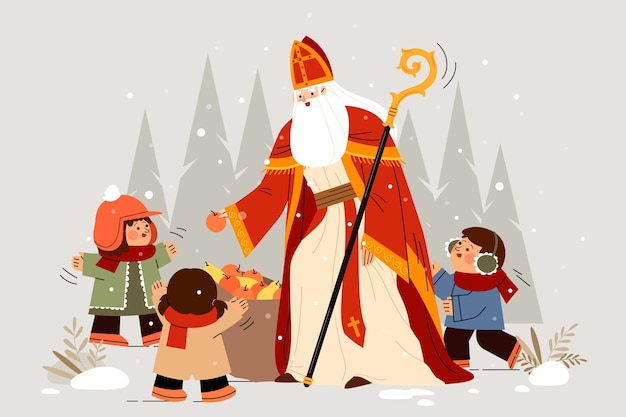 Vecteur gratuit illustration de sinterklaas plat