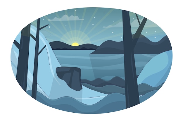 Illustration de solstice d'hiver plat dessiné à la main