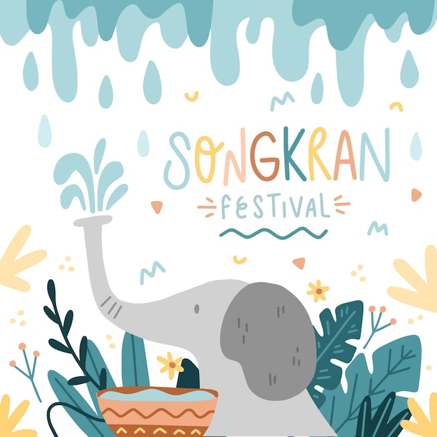 Illustration De Songkran Dessiné à La Main
