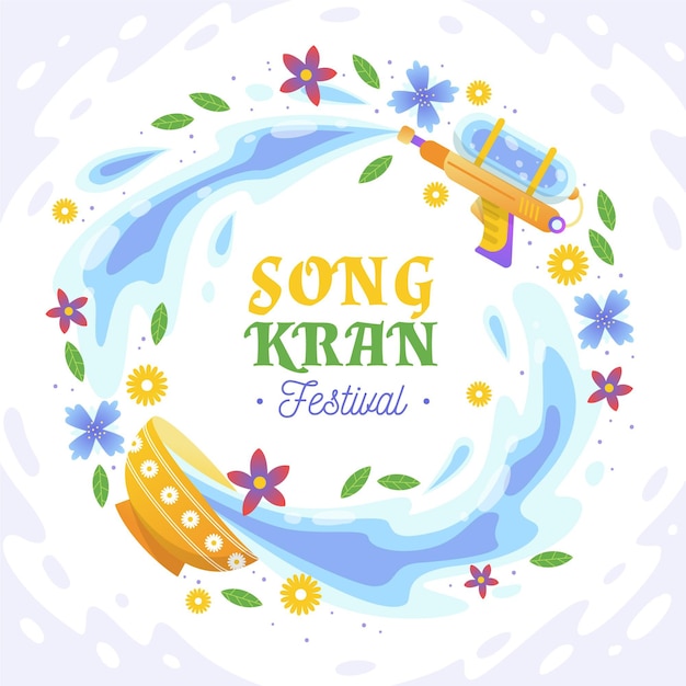 Illustration De Songkran Dessiné à La Main