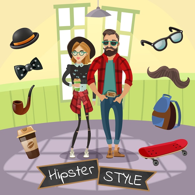 Vecteur gratuit illustration de sous-culture hipsters