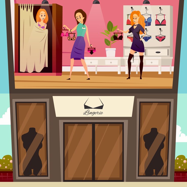 Vecteur gratuit illustration de sous-vêtements boutique plat