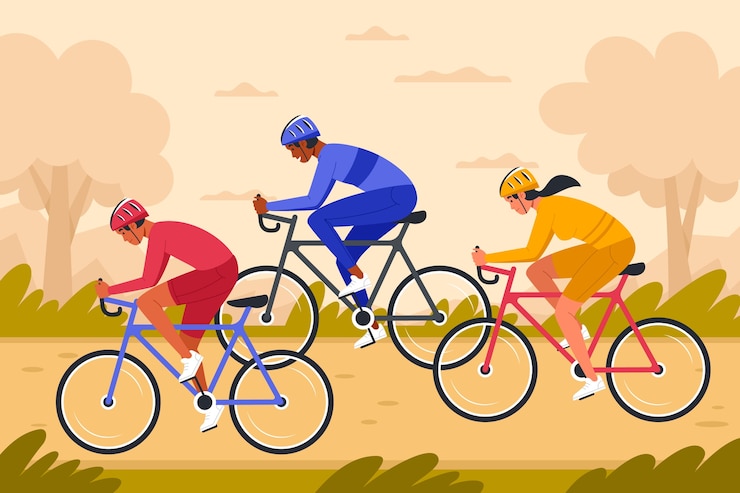 Vecteur gratuit illustration de sport de course de vélo