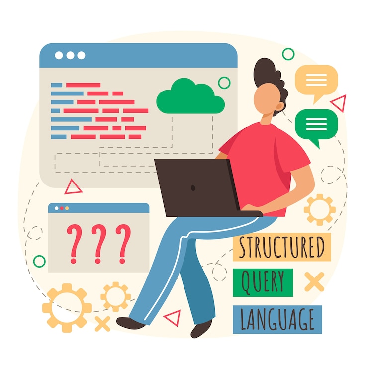 Vecteur gratuit illustration sql design plat