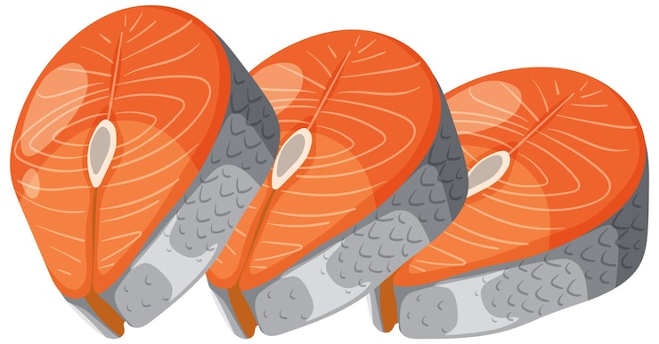 Vecteur gratuit illustration de steaks de saumon frais