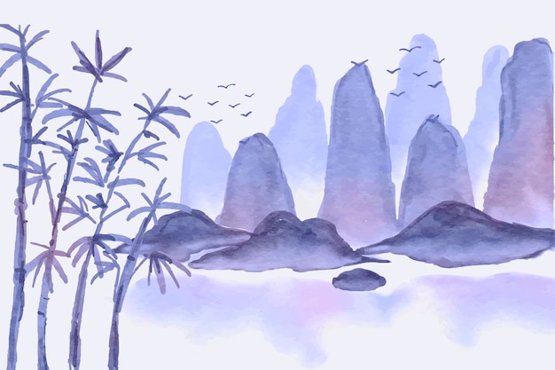 Vecteur gratuit illustration de style chinois aquarelle