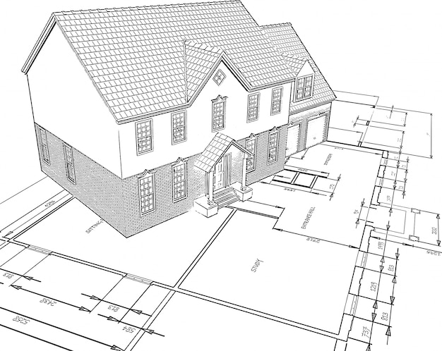 Illustration de style d&#39;une maison sur les plans