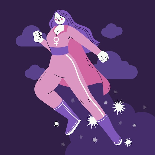 Illustration de superwoman de la journée des femmes plates