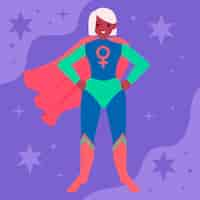 Vecteur gratuit illustration de superwoman de la journée des femmes plates