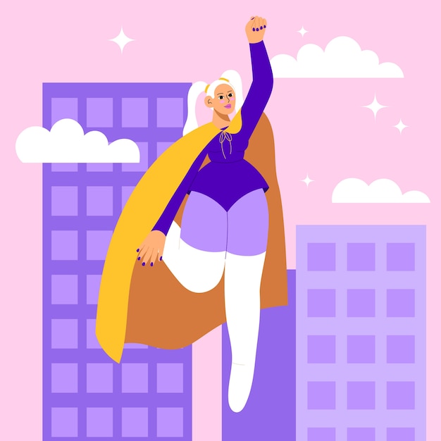 Vecteur gratuit illustration de superwoman de la journée des femmes plates