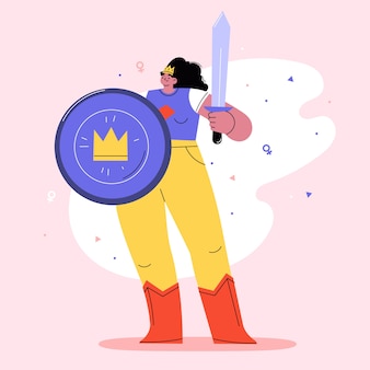 Illustration de superwoman de la journée des femmes plates